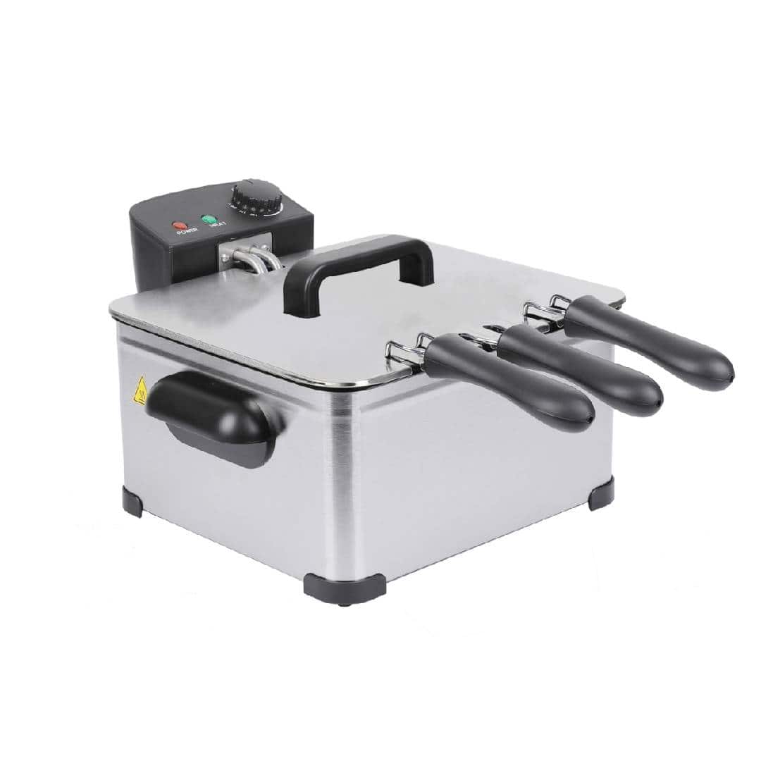 WHALL - Deep Fryer with 3 Baskets,5 L/21 Cups Oil Capacity - Silver