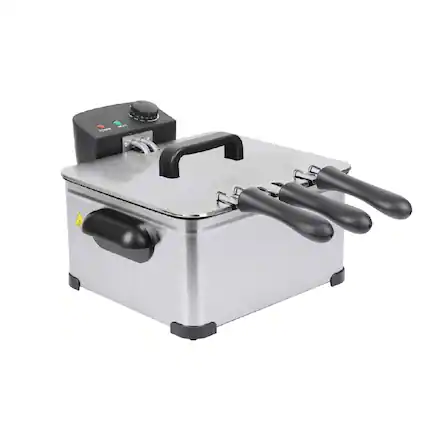 Front. WHALL - WHALL Deep Fryer with 3 Baskets,5 L/21 Cups Oil Capacity - Silver.