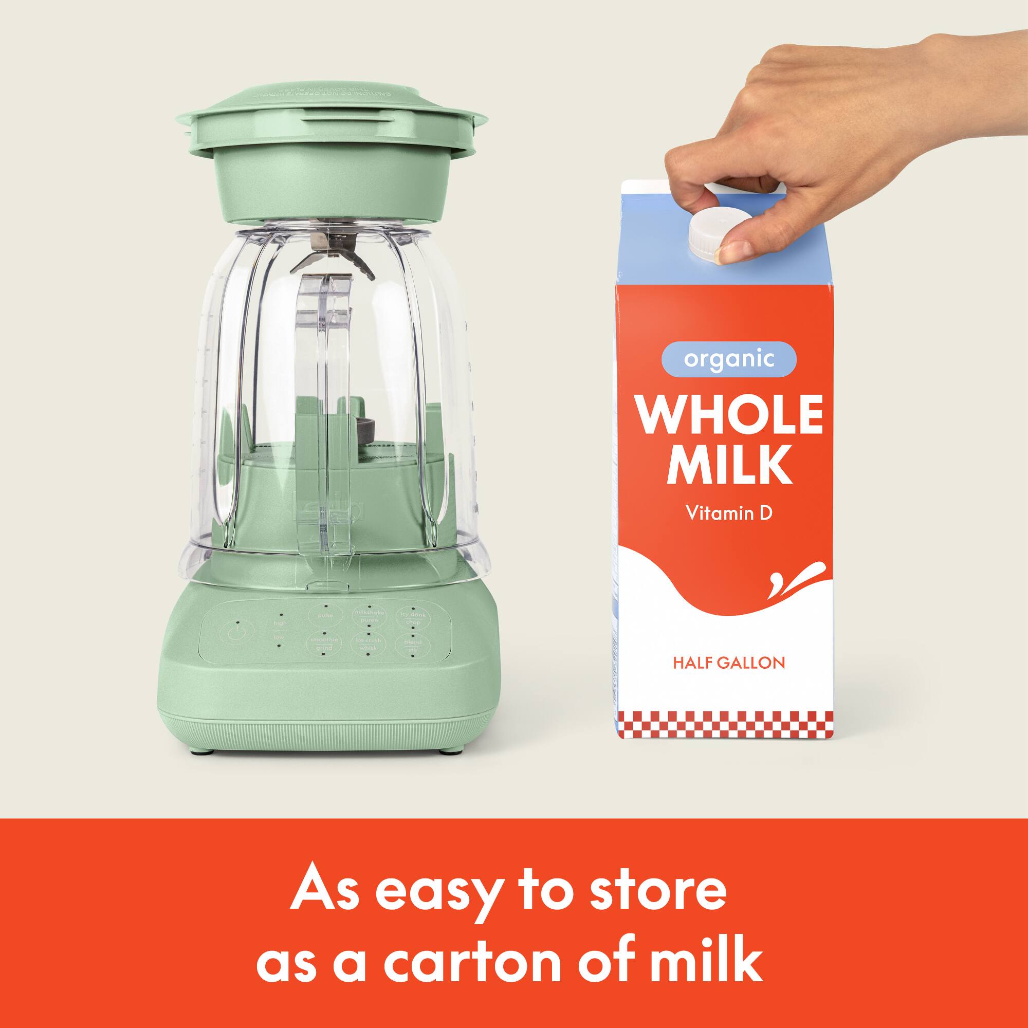 organic WHOLE MILK Vitamin D  
HALF GALLON  

As easy to store as a carton of milk