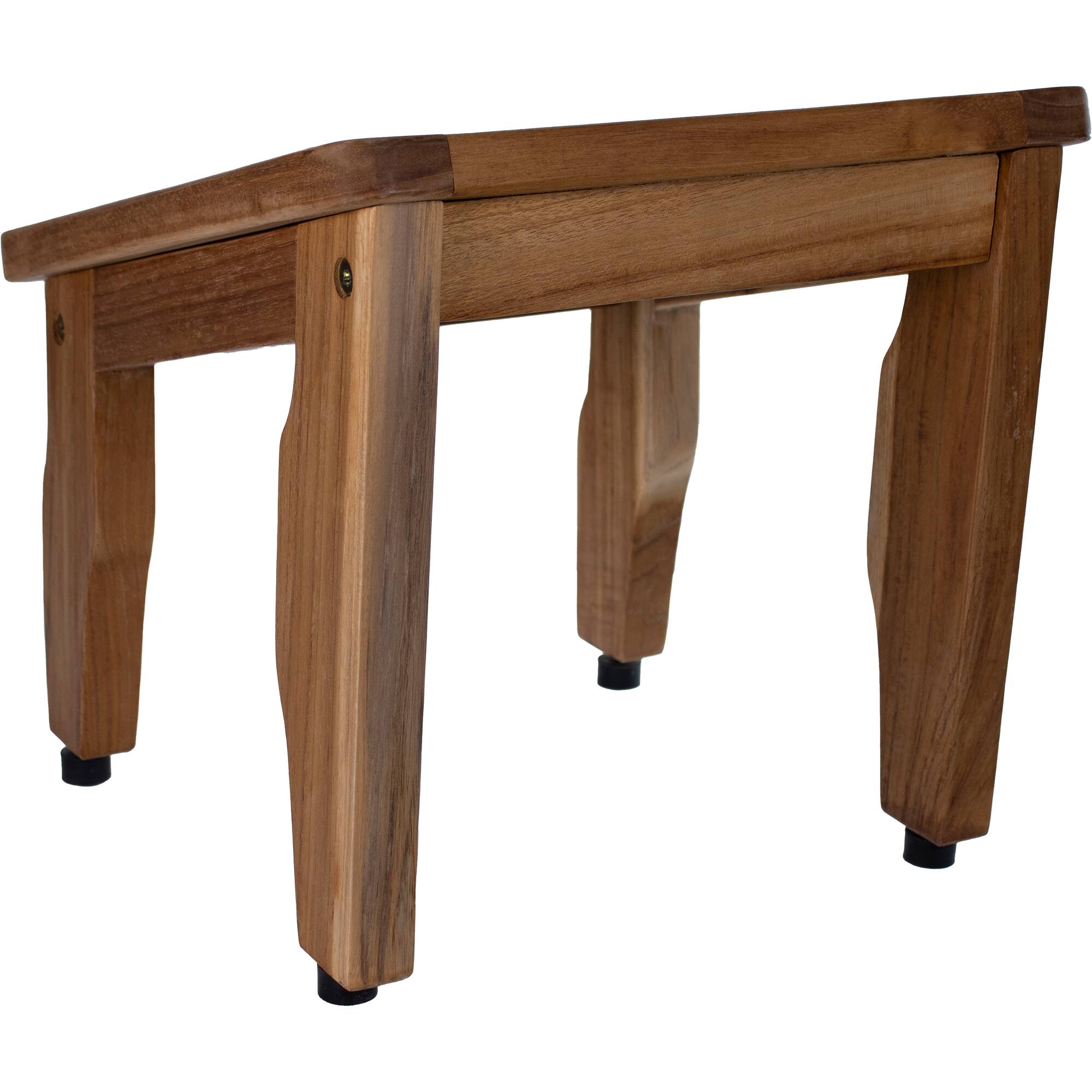 Back. EcoDecors - EcoDecors® Eleganto® 12” Teak Bathroom Shaving Foot Rest - EarthyTeak.