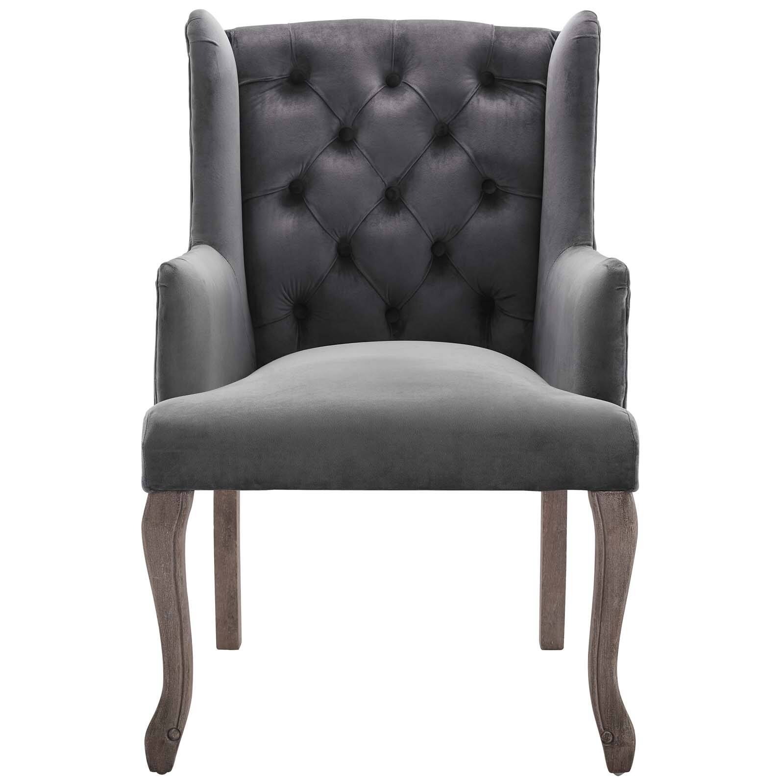 Alt View 1. Modway - Realm French Vintage Dining Performance Velvet Armchair by Modway - Gray.