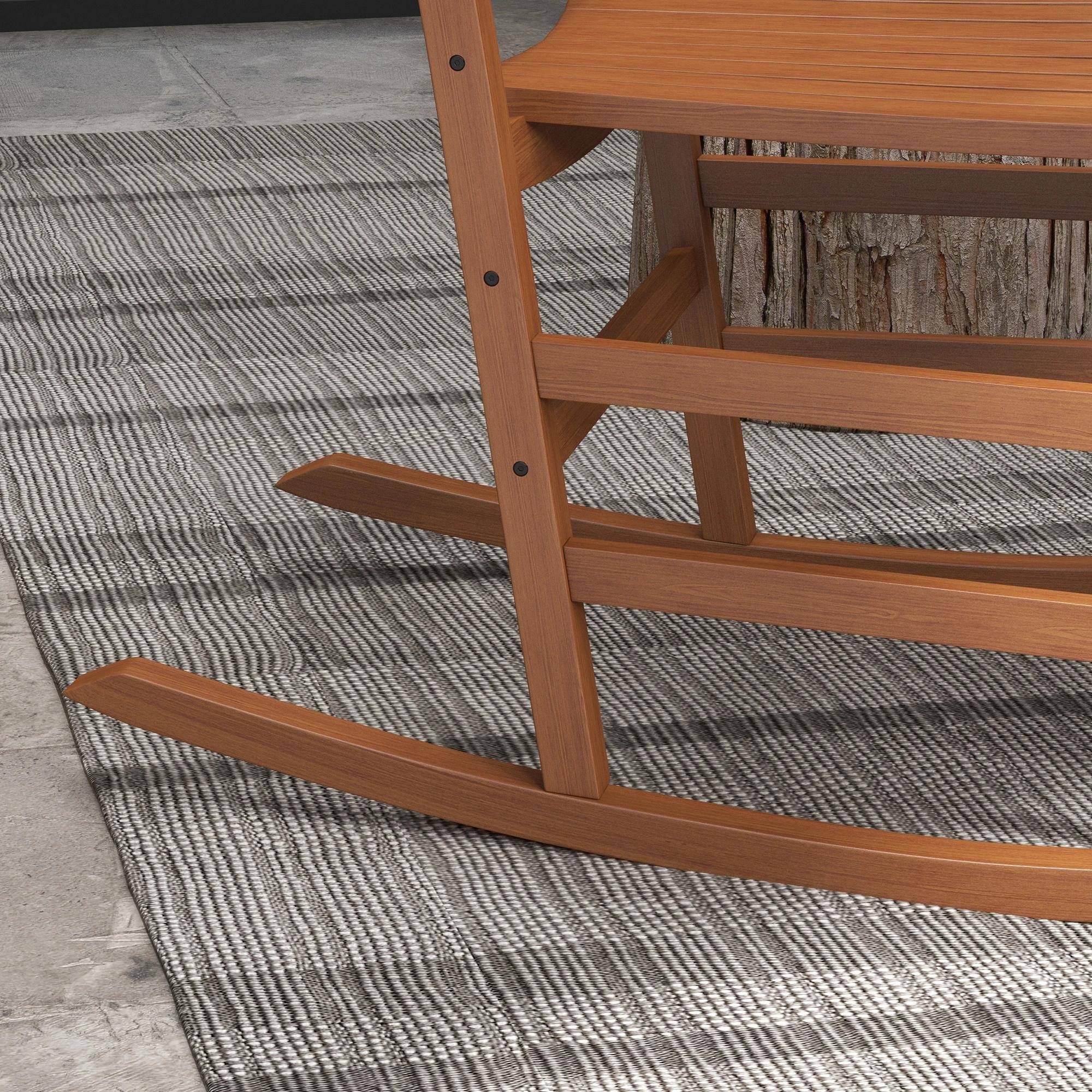 Alt View 1. Resenkos - Resenkos 2-Piece Patio Rocker Set, Smooth Armrest, High-Back Wooden Chairs, Perfect for Garden, Balcony, Porch, Teak - Teak.