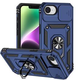 UUCOVER - Shockproof Case for iPhone 17e / iPhone 16e Slide Camera Cover Ring Stand TPU+PC Rugged Protective Back Case - Blue