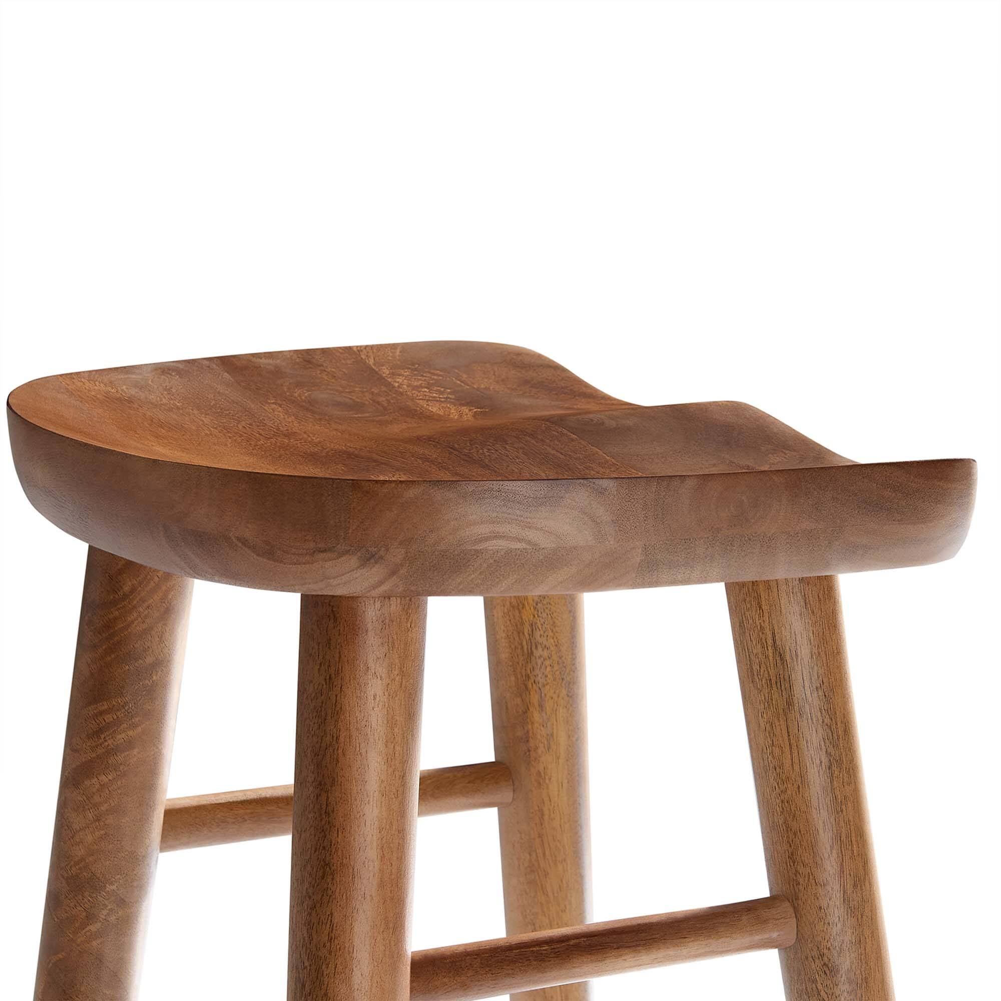 Alt View 4. Modway - Saville Backless Wood Bar Stools Set of 2 - Brown.