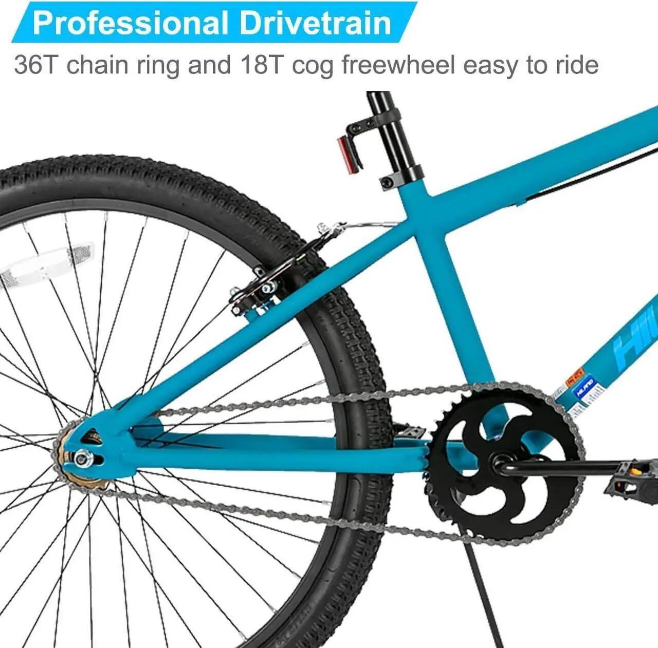 Professional Drivetrain  
36T chain ring and 18T cog freewheel easy to ride