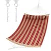 Front. Costway - Costway Hammock w/ Pillow Curved Bamboo Spreader Bar Chain Portable Indoor Outdoor - Red.