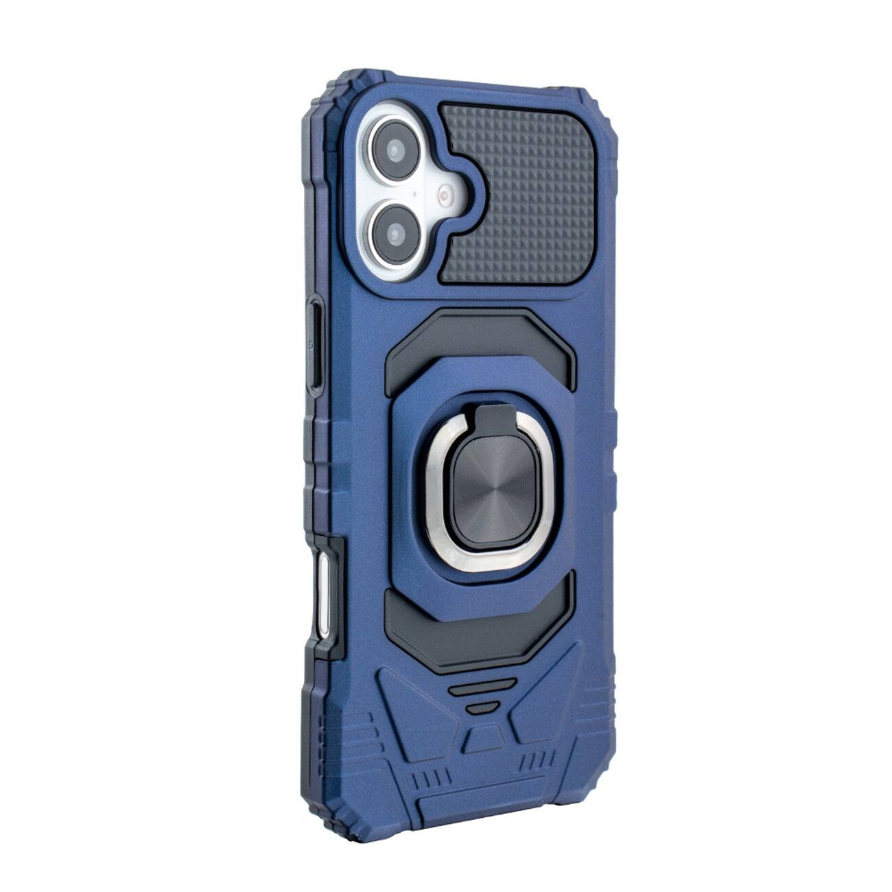 Front. Reiko - Kickstand Ring Holder Tpu Shockproof Case For Iphone 16 Plus In Blue - Blue.
