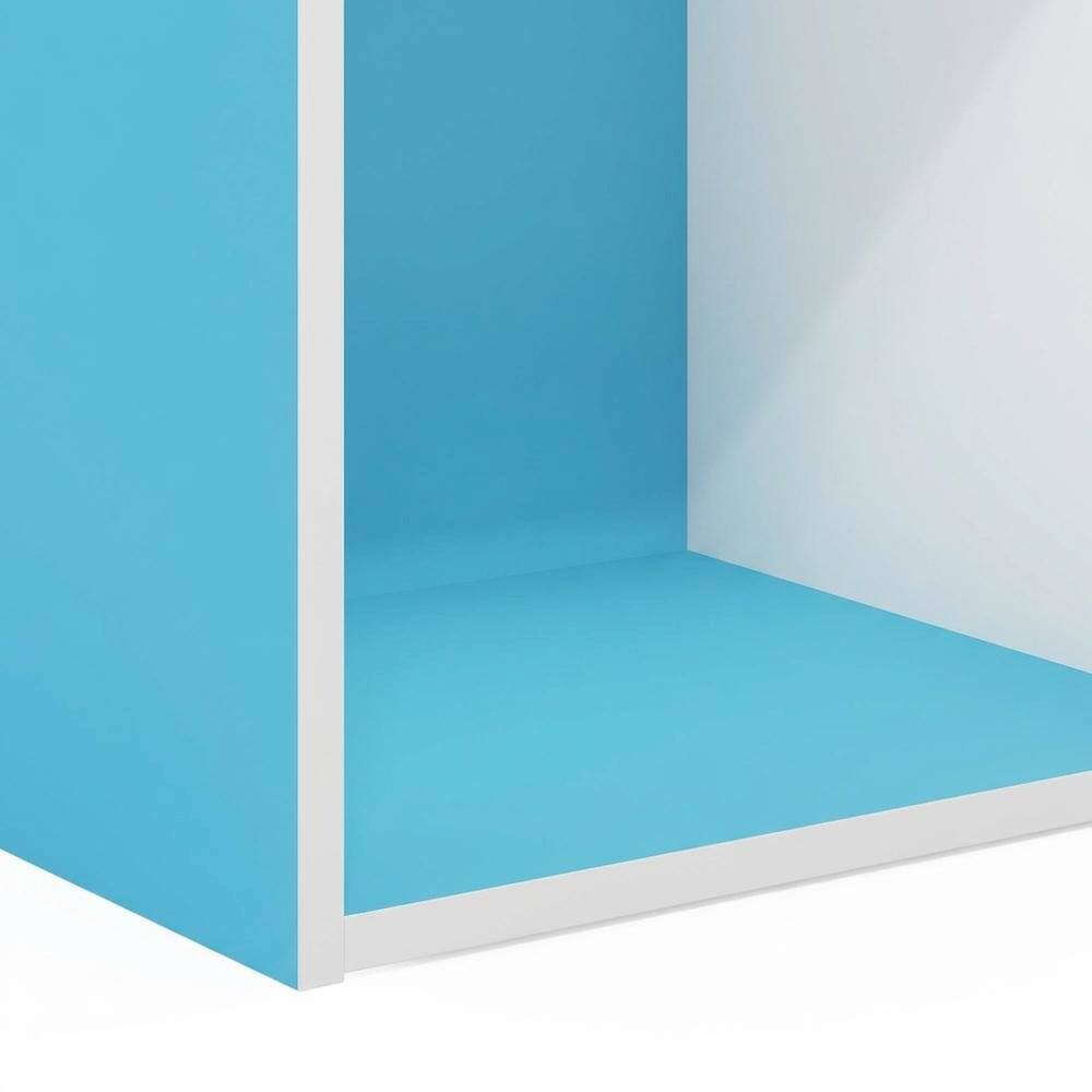 Alt View 2. FurniFact - Wood Bookcase with Open Shelves and Modern Design for Living Room Storage - Light Blue/White.