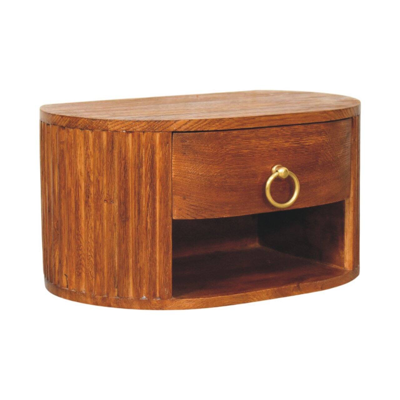 Angle. Artisan Furniture - Artisan Furniture Solid Wood Oval Wall Nightstand - Brown.