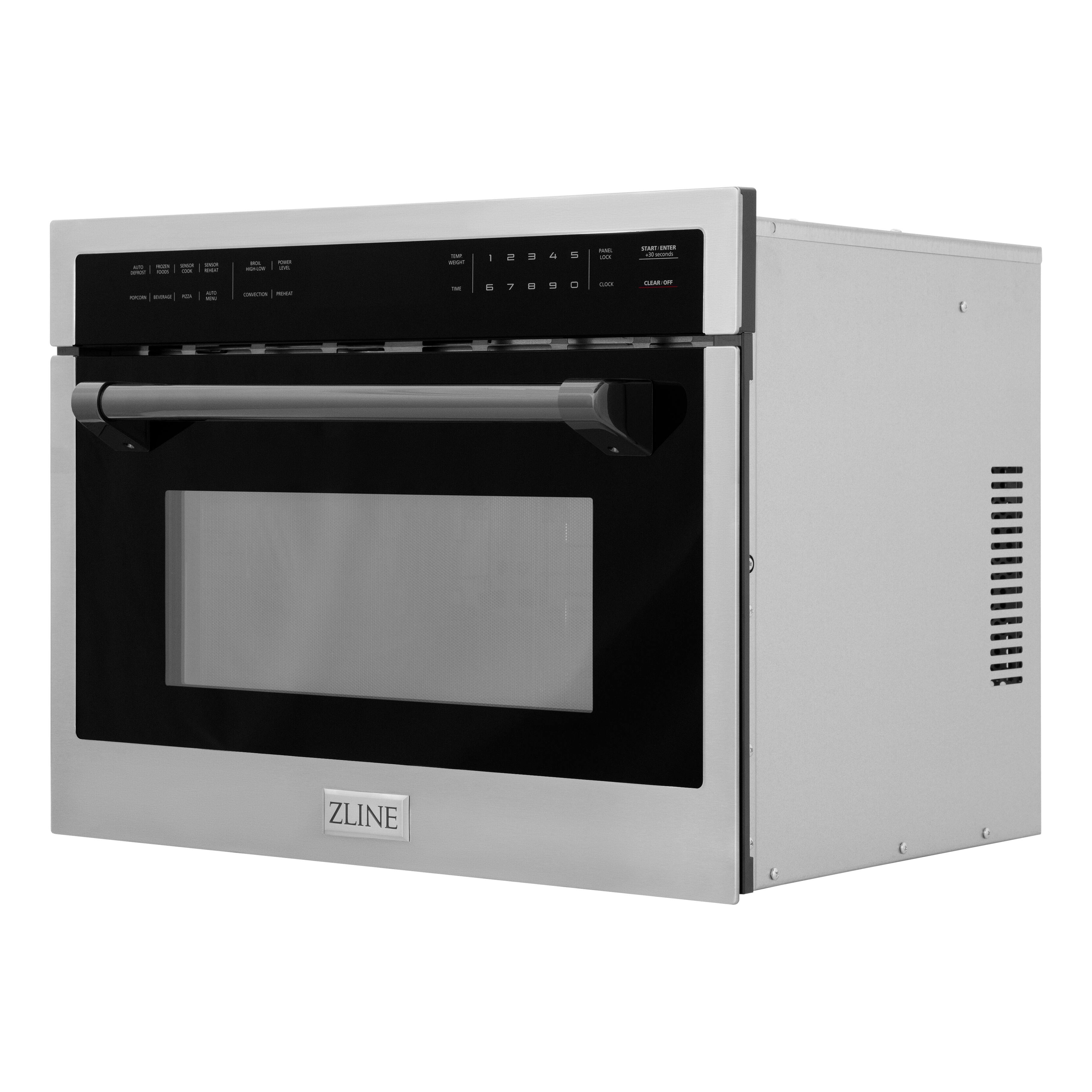 Left. ZLINE - Autograph Edition 24" 1.6 cu ft. Built-in Convection Microwave Oven in Stainless Steel and Matte Black Accents - Stainless steel.