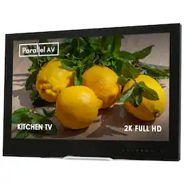 ParallelAV - 24" Black Frame Kitchen Cabinet Water Resistant Smart TV + Included Kitchen Cabinet Installation Lift