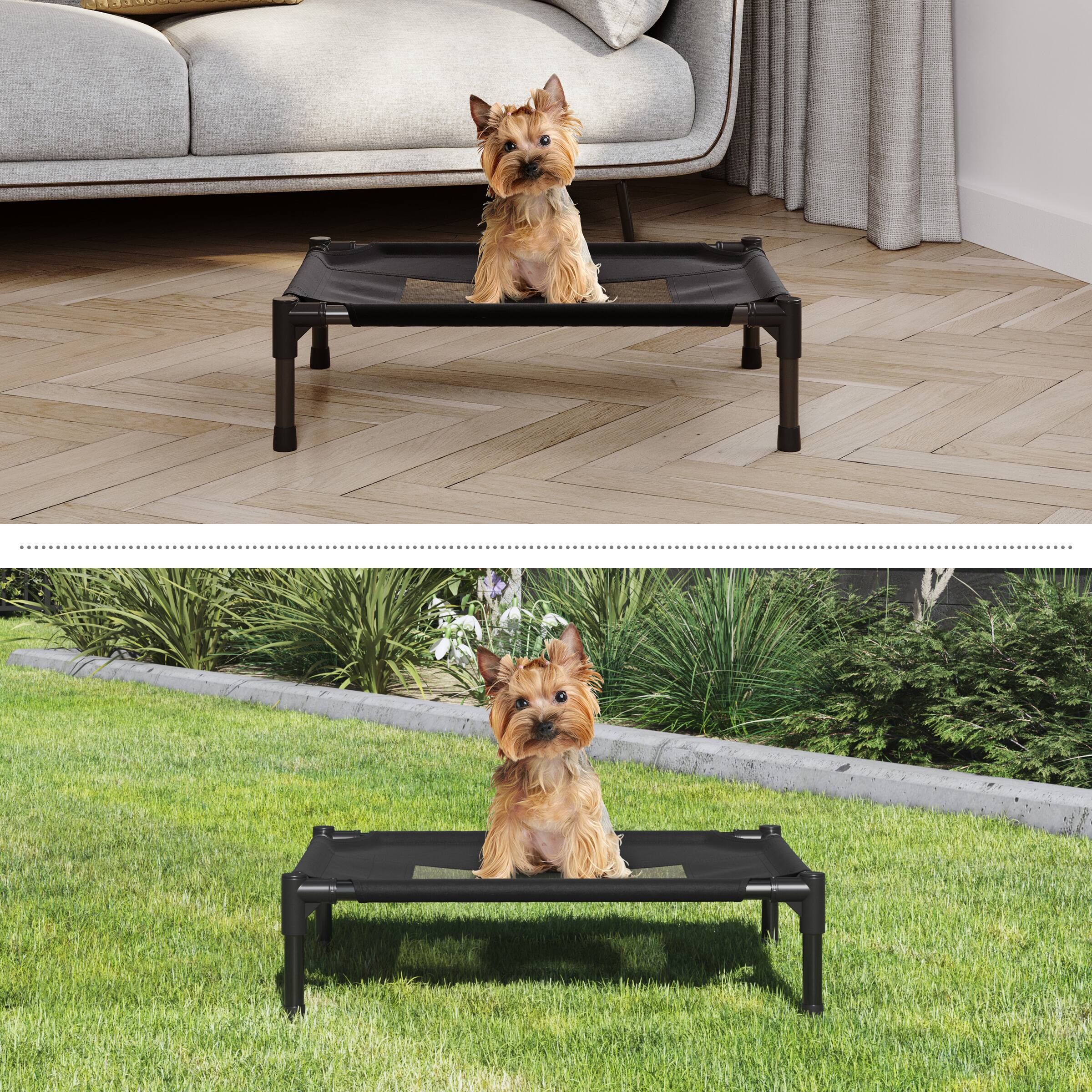 Alt View 3. PetMaker - Elevated Dog Bed 24.5x18.5-Inch Pet Bed with Non-Slip Feet Indoor/Outdoor Dog Cot or Puppy Mattress for Pets up to 25lbs - Black.