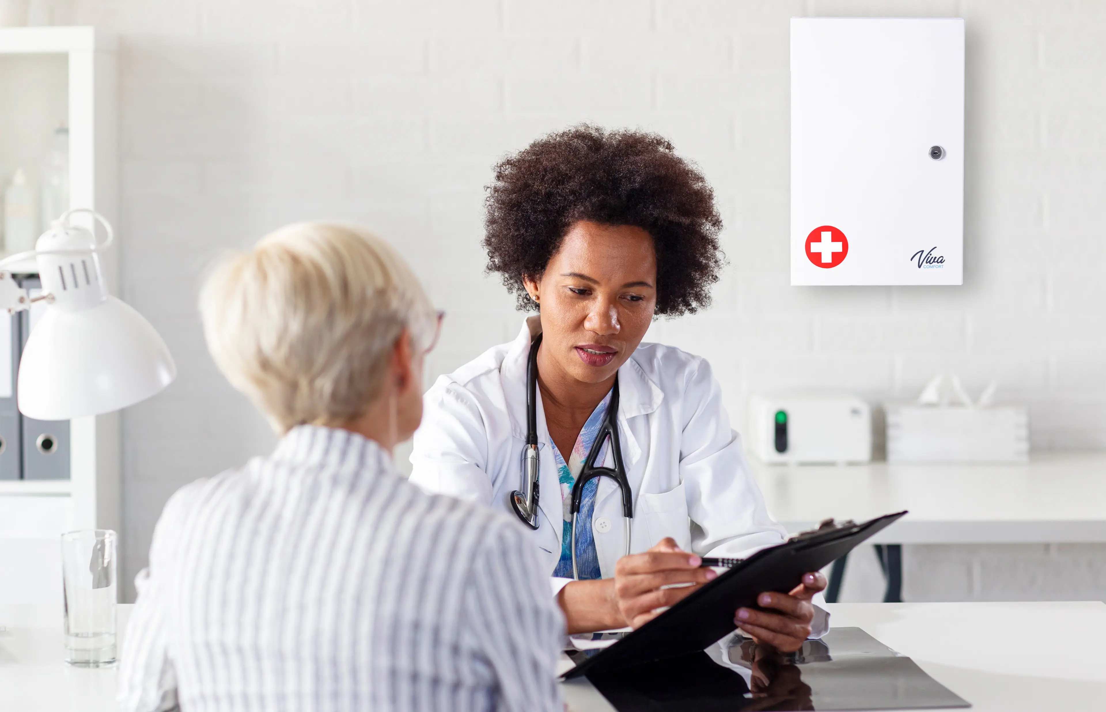 Alt View 8. Viva Comfort - Medium Double Door Bathroom Locking Secure Storage Medicine Cabinet - white.