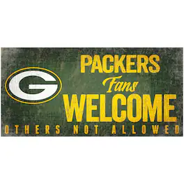 Fan Creations - Green Bay Packers 6" x 12" Fans Welcome Sign - Multicolor