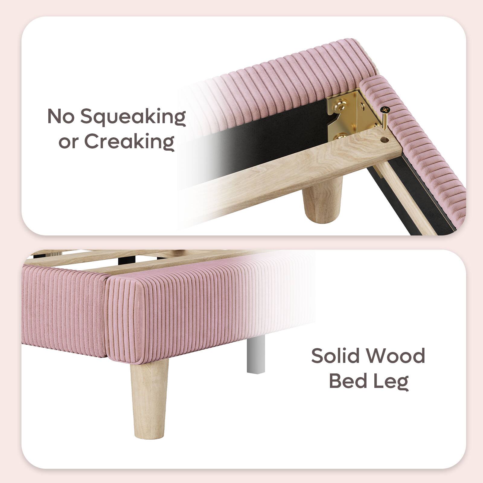 No Squeaking or Creaking Solid Wood Bed Leg
