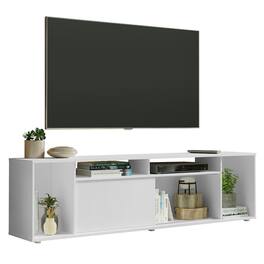 Madesa - Entertainment Center with 1 Sliding Door and Open Shelves 70"L Media Storage Living Room and Bedroom - White