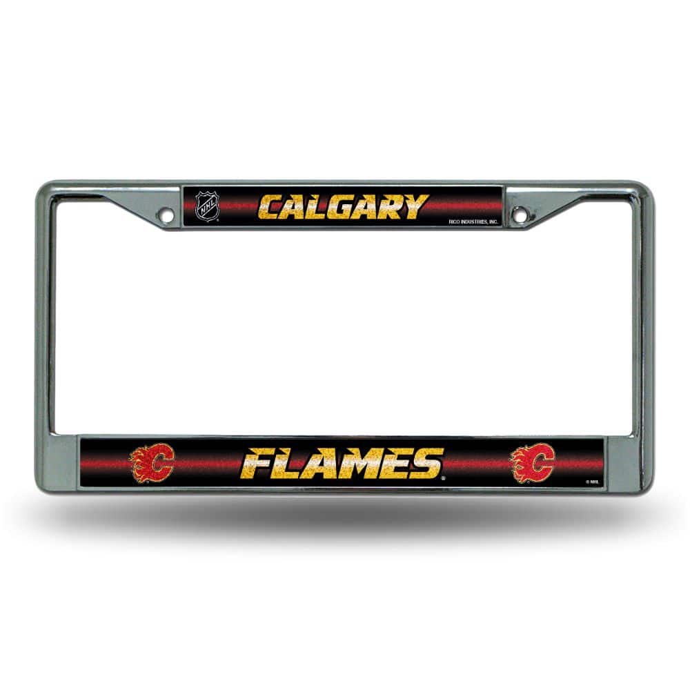 Rico Industries - Calgary Flames Standard Size Chrome License Plate Frame - It Sparkles - Multi
