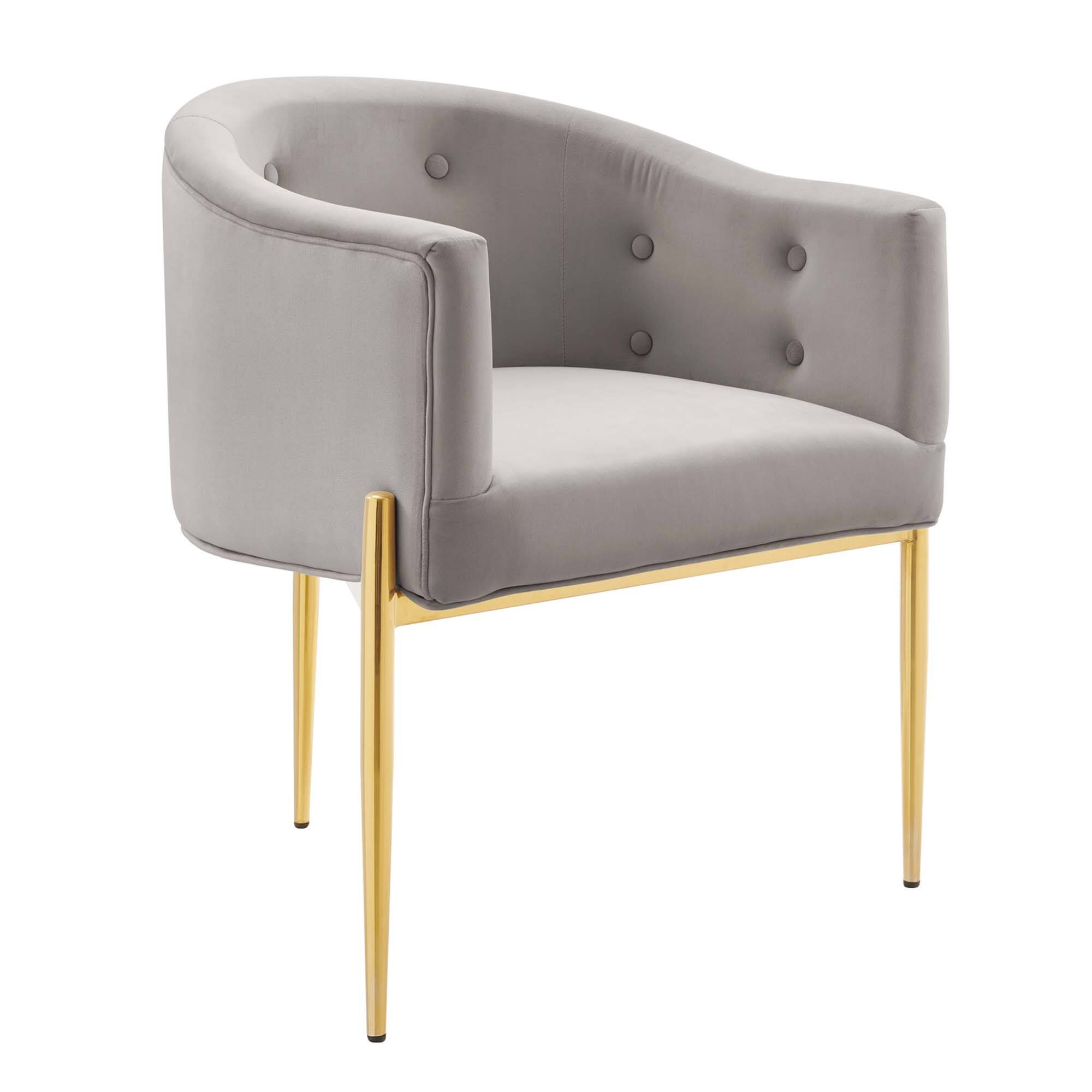 Angle. Modway - Savour Tufted Performance Velvet Accent Chair by Modway - Light Gray.
