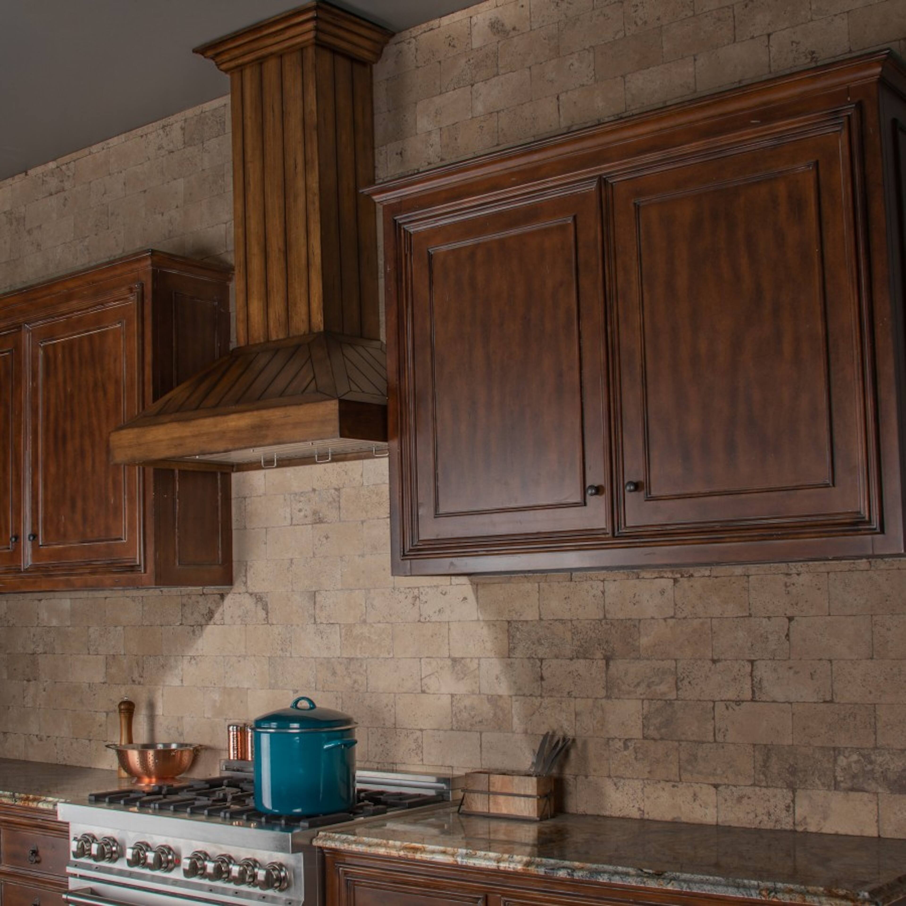 Alt View 7. ZLINE - 30" Wooden Convertible Vent Wall Mount Range Hood - Brown.