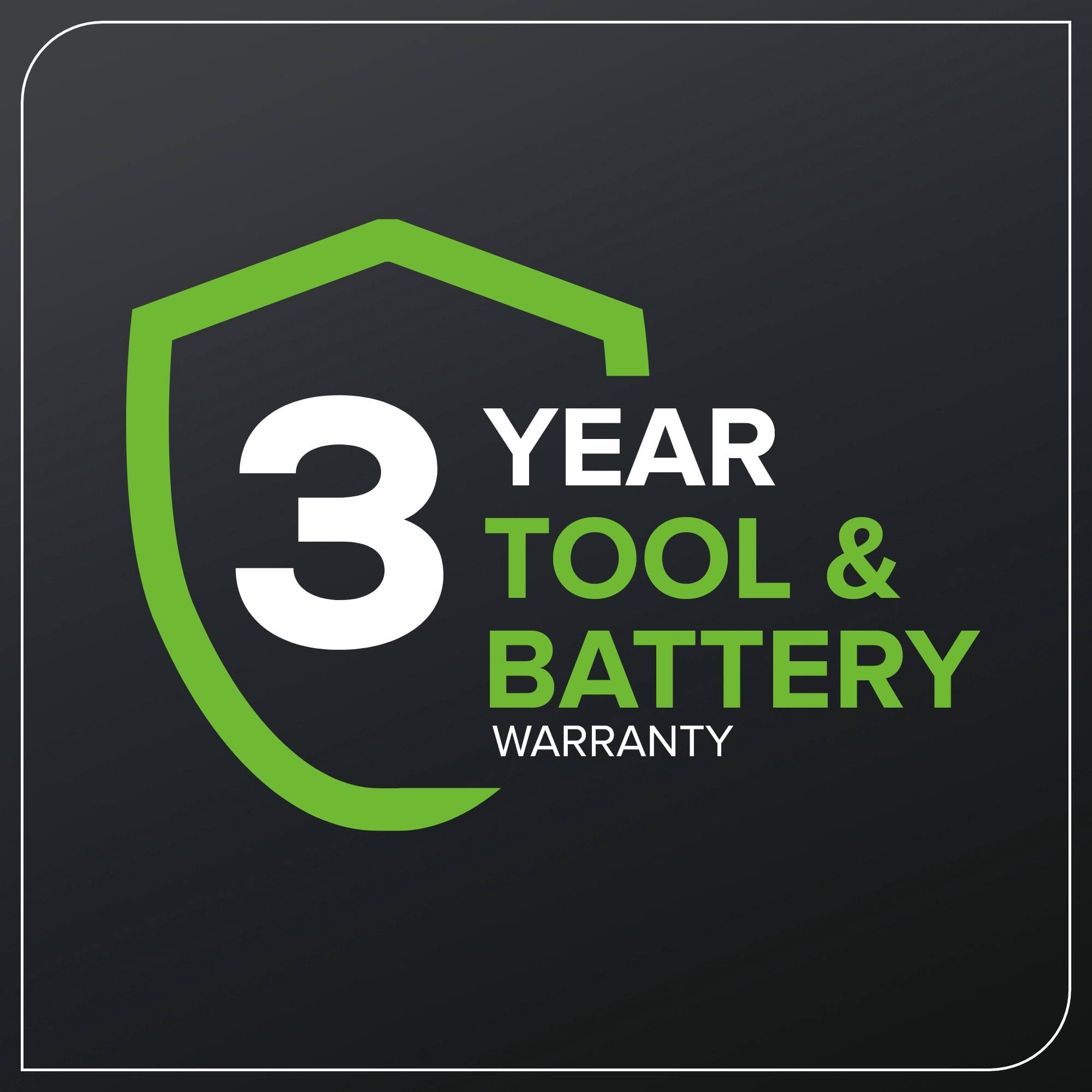 3 YEAR TOOL & BATTERY WARRANTY