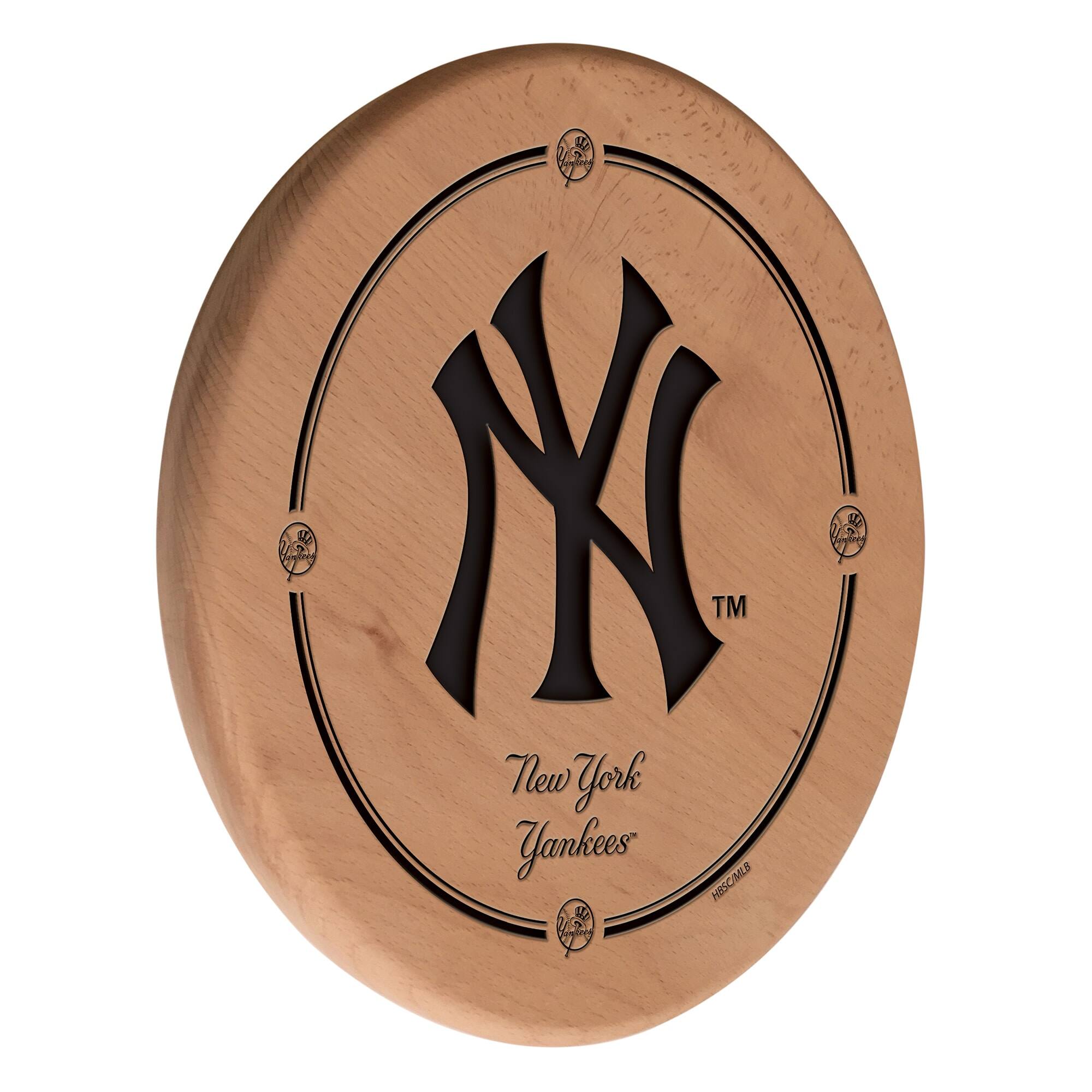 Natural New York Yankees 13" Laser Engraved Solid Wood Sign
