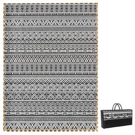 Outsunny - Rug Carpet with USB Lights Reversible Patio Rug with Carry Bag for Camping 12' x - Black