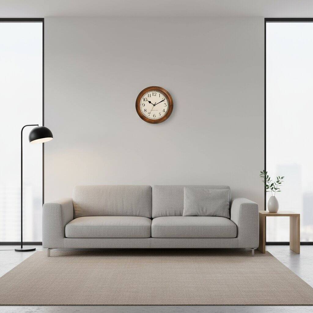 Alt View 1. Dazzed Corner - 11 Inches Round Wall Clocks Battery Operated - Brown.