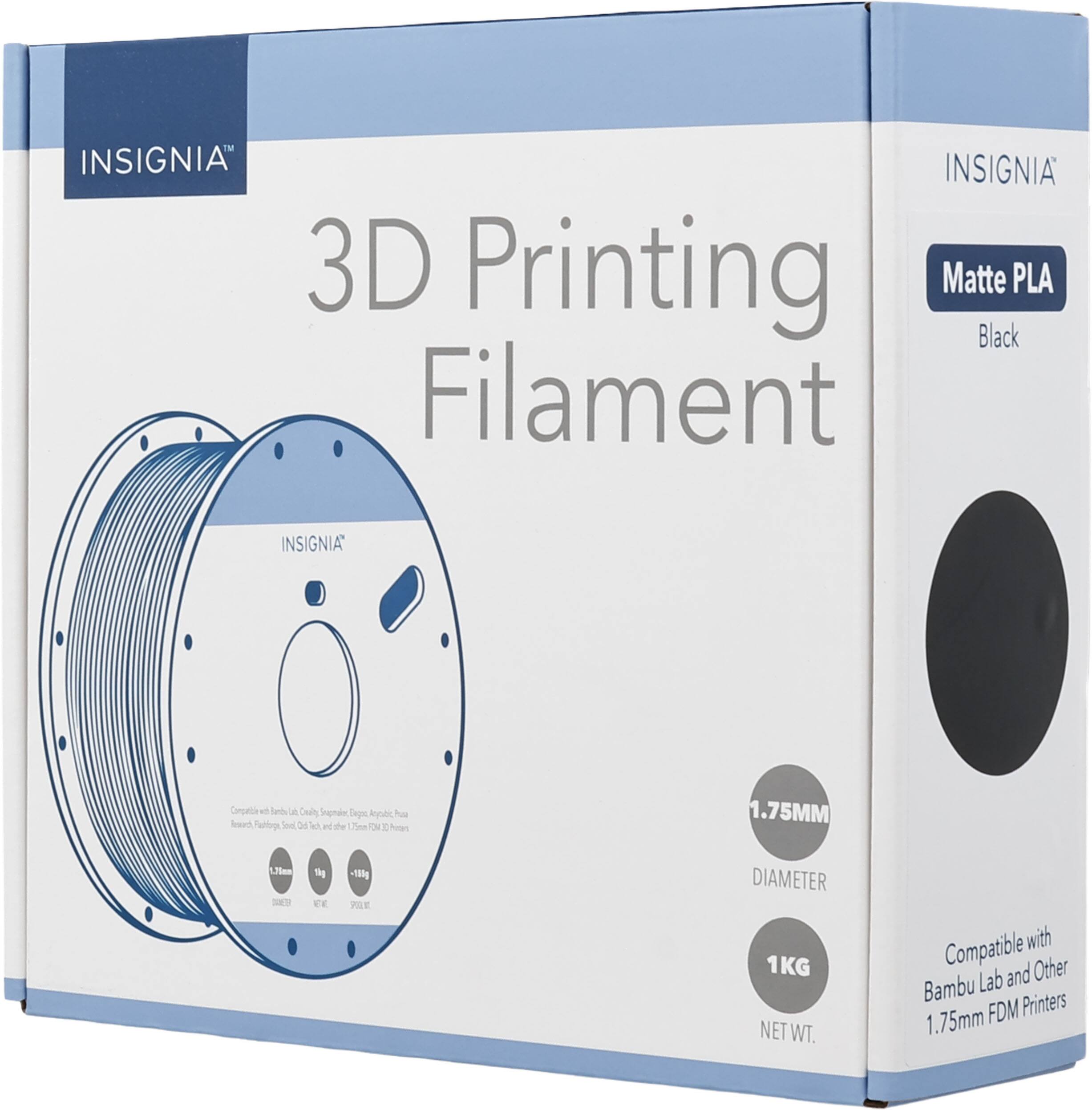 INSIGNIA 3D Printing Matte PLA Black Filament 1.75MM DIAMETER 1KG NET WT. Compatible with Lab and Other Bambu Printers 1.75mm FDM
