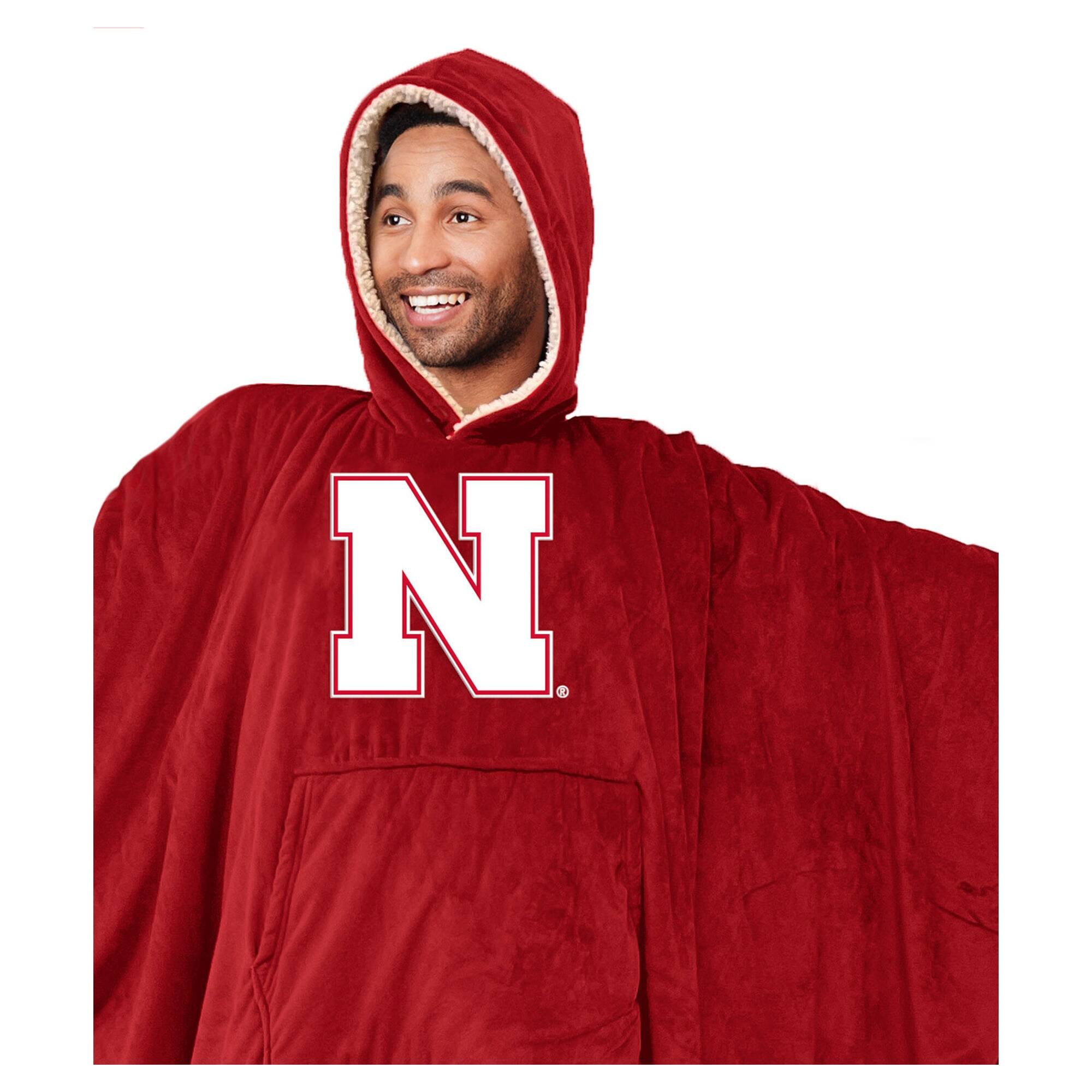 Alt View 1. Pegasus - Nebraska Huskers 60" x 80" Team Color Logo Patch Bloncho - Multicolor.