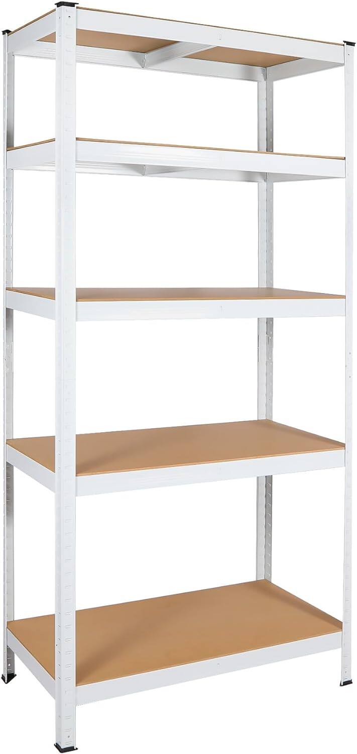 Front. Lirago - 5-Tier Metal Storage Shelves for Garage Utility Storage Shelves ( 59-in H x 29.5-in W x 12-in D ) - White.