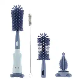 Kitcheniva - 3-in-1 Silicone Bottle Brush - Comes with Detachable Head, Detachable Teat Nipple Cleaner Brush, and Straw Cleaner