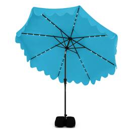 Costway - 10 FT Outdoor Patio Umbrella with 32 Solar LED Lights & Weighted Base, Sandbags - Turquoise