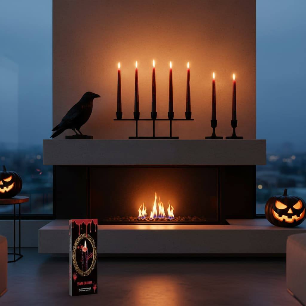 Alt View 2. FINEAK - 8 Pack 10-Inch Vampire Tears Bleeding Taper Candles: Unscented Black, Spooky Blood Drip,For Halloween Parties - Black.