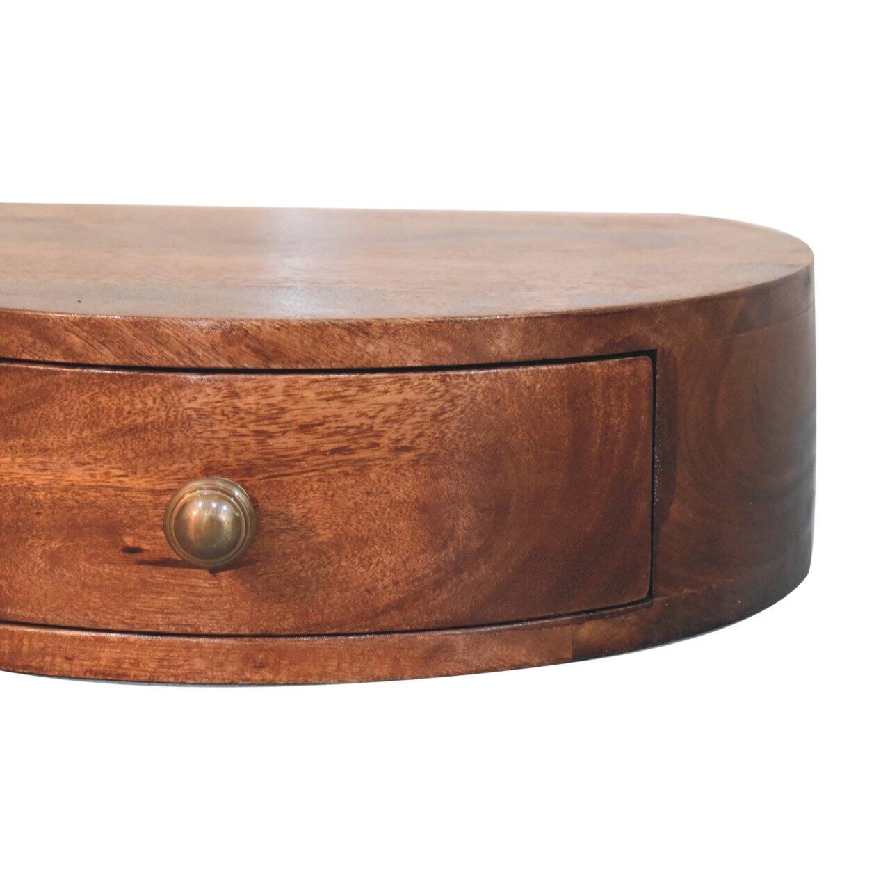 Back. Artisan Furniture - Artisan Furniture Solid Wood Honey Caramel Wall Mounted Rounded Bedside, 1 Drawer, Dark Brown - Caramel.