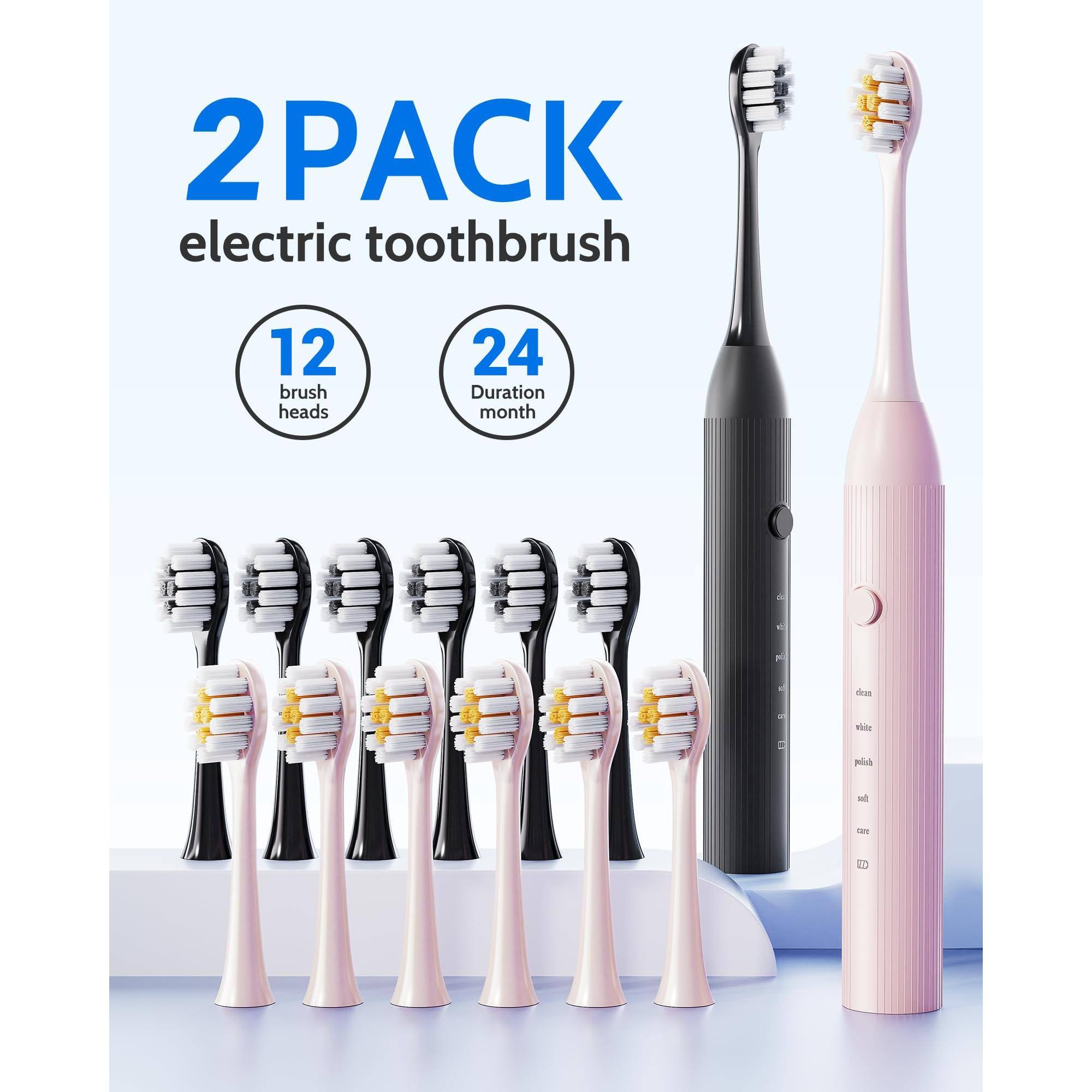 2 PACK electric toothbrush  
12 brush heads  
24 Duration month