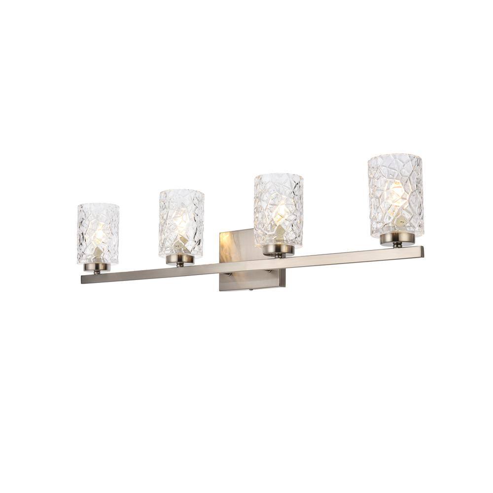 Alt View 1. Living District - Cassie 4 lights bath sconce in satin nickel with clear shade - Satin Nickel And Clear Shade.