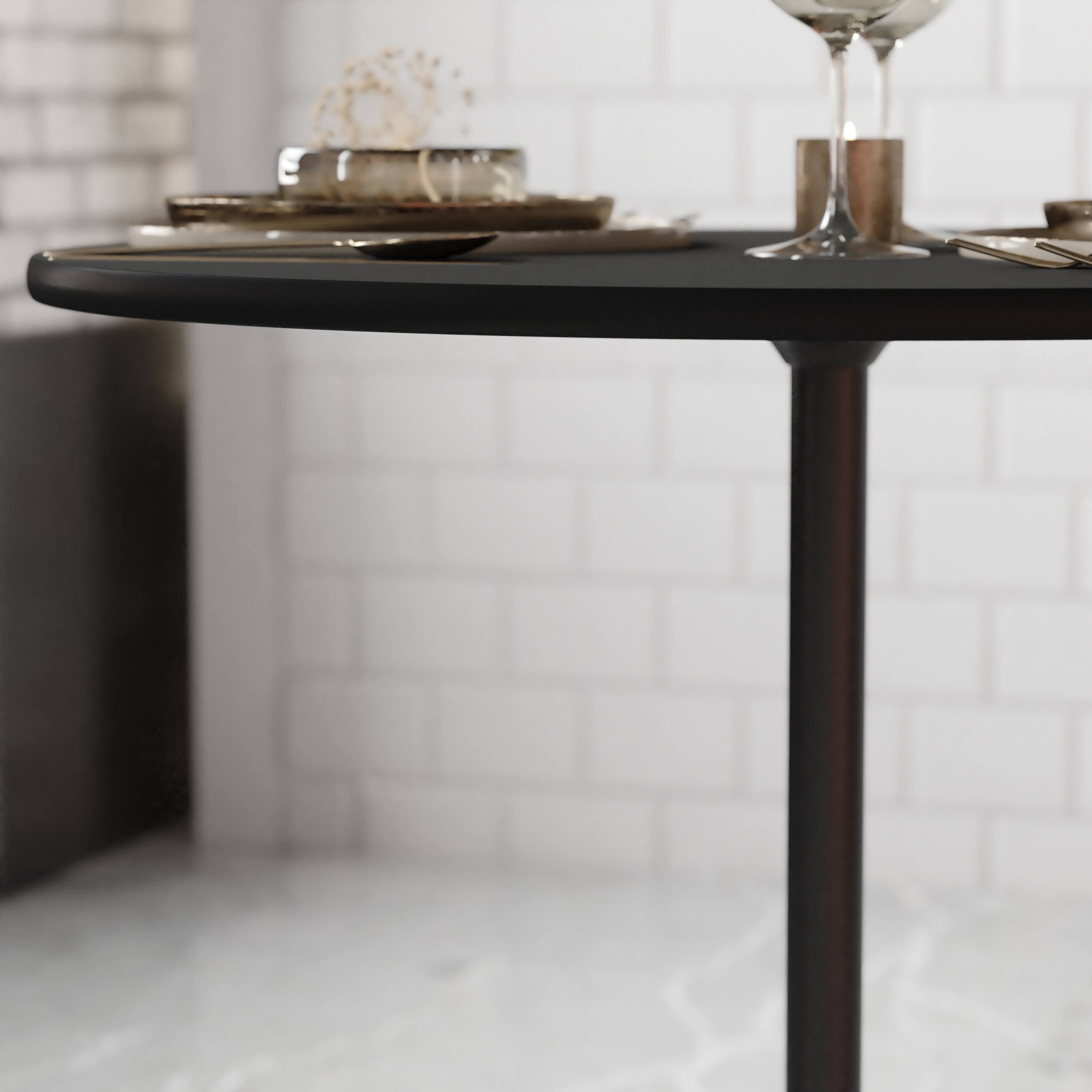 Alt View 3. Flash Furniture - Lars 30'' Round Wood Cocktail Table with 30'' and 42'' Columns, Black - Black.