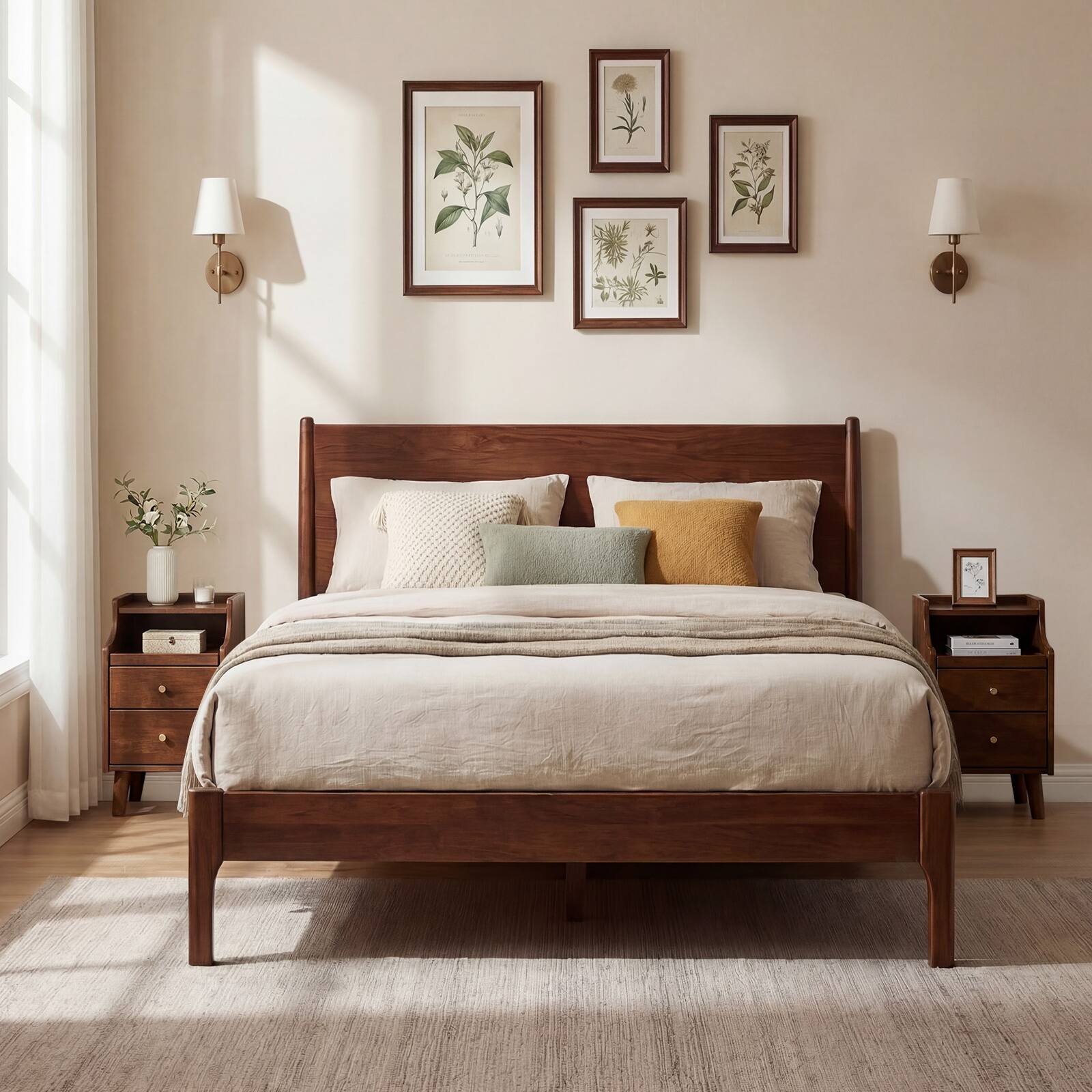Alt View 1. Gymax - Gymax 2Pcs Wood Nightstand w/ 2 Drawers Narrow Bedside Table w/ Pull-out Tray - Brown.