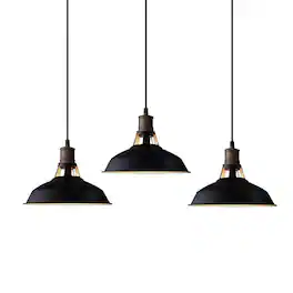 MOOSE - Industrial Barn Pendant Loft Light Fixture 3 Pack - Black