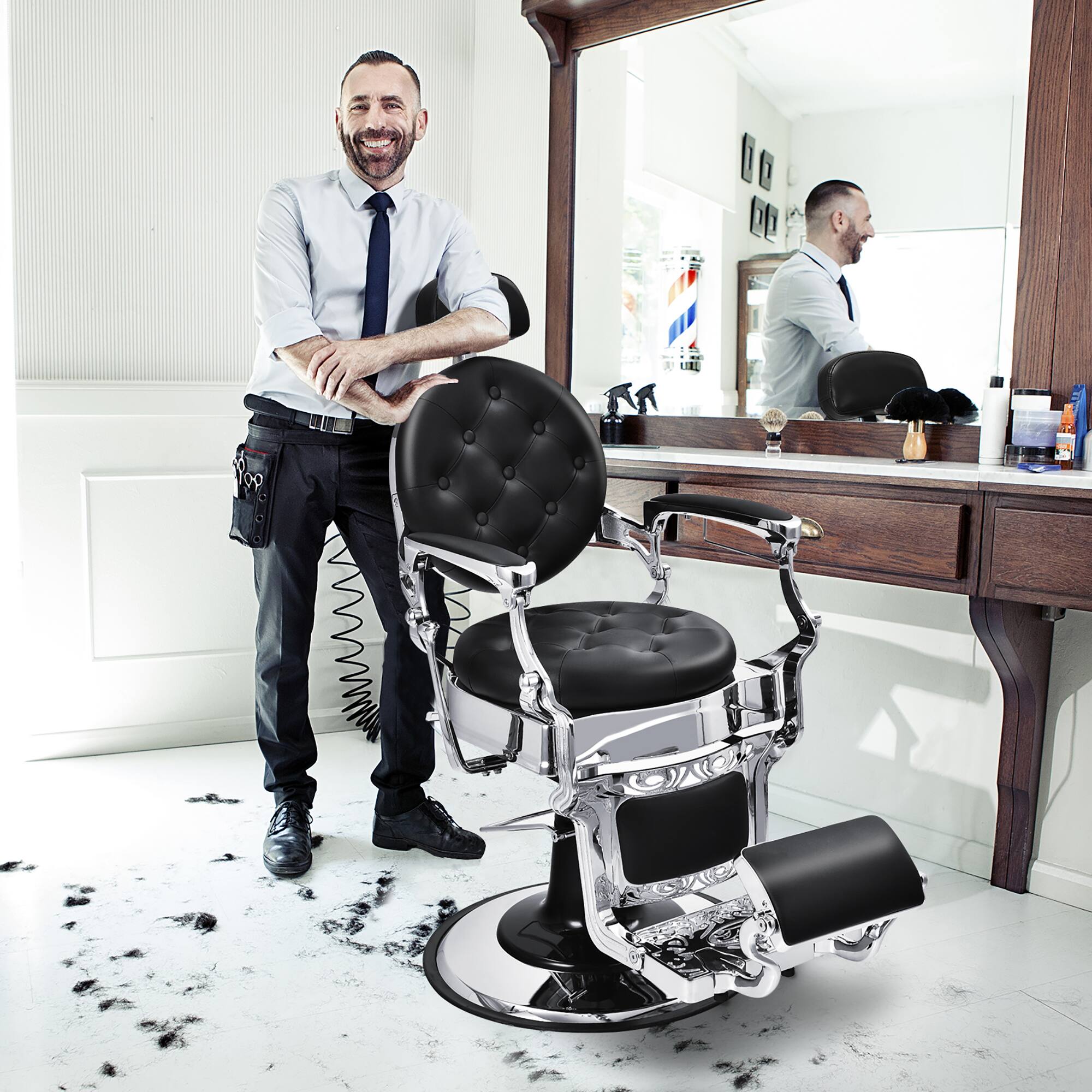 Angle. Costway - Barber Chair Salon Chair Hydraulic Recline Beauty Spa Styling Equipment - Black.