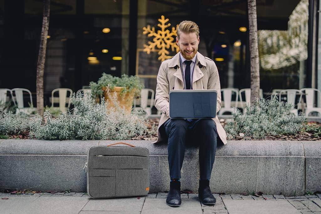 Alt View 5. Wikistore - WIKISTORE 14 inch Laptop Sleeve Bag Slim Shockproof Case Compatible with MacBook Air Pro Acer Asus Dell HP Grey - Grey.