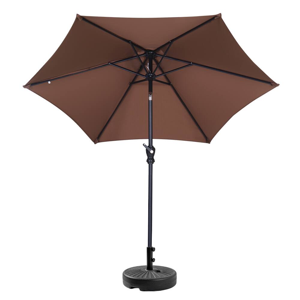 Ainfox - 7.5ft Patio Umbrella With Round umbrella base - Coffee