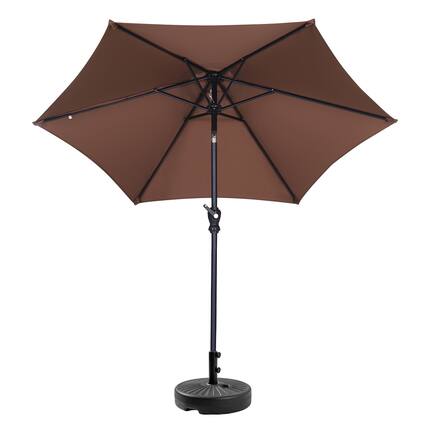 Front. Ainfox - Ainfox 7.5ft Patio Umbrella With Round umbrella base - Coffee.