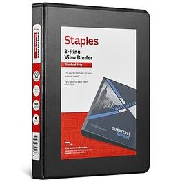 Staples - 1/2" 3-Ring Mini Binder - Black