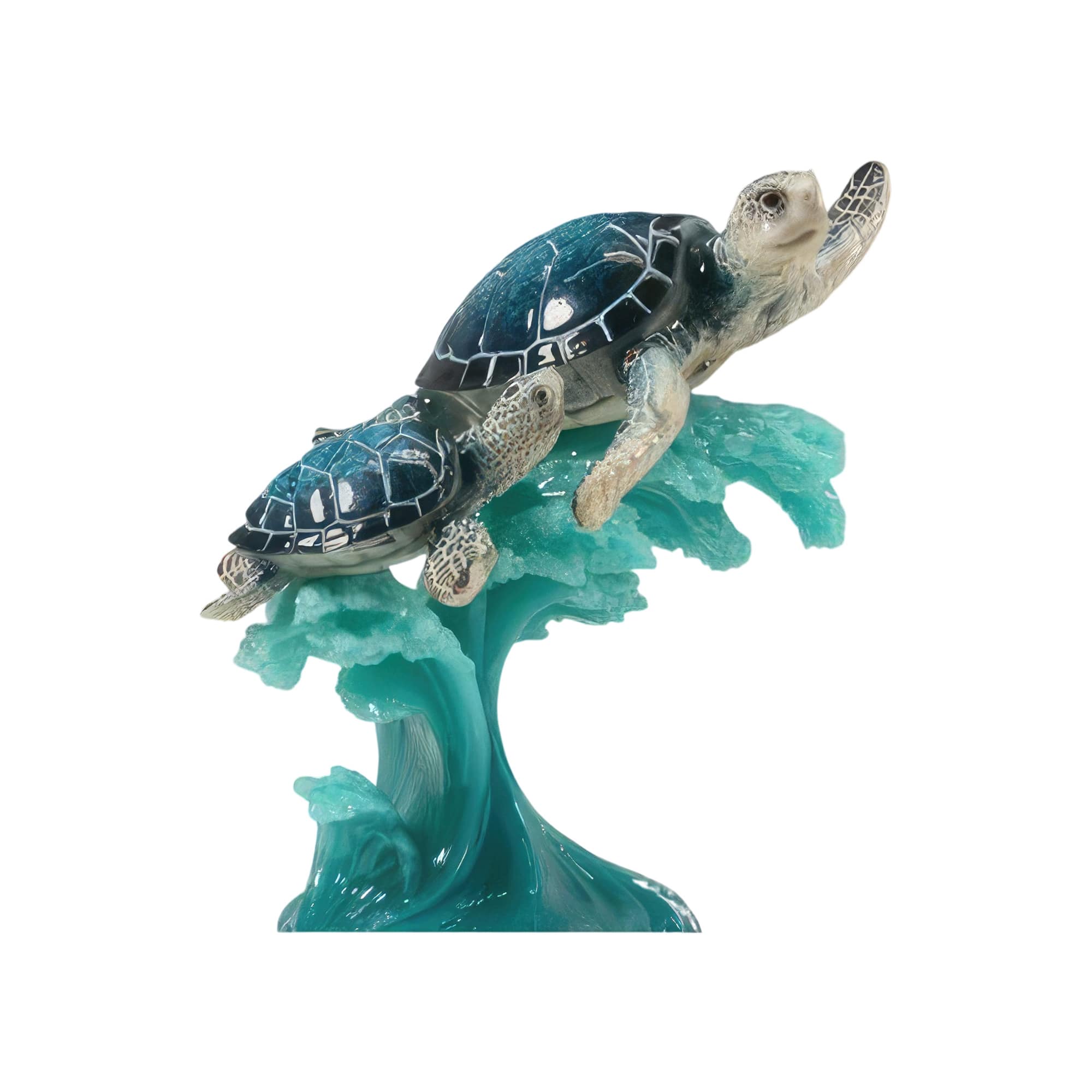 FC Design - 6.5"H Sea Turtle with Baby on Wave Figurine Statue Office Desk Tabletop Home Decor Gift - Multi-Color