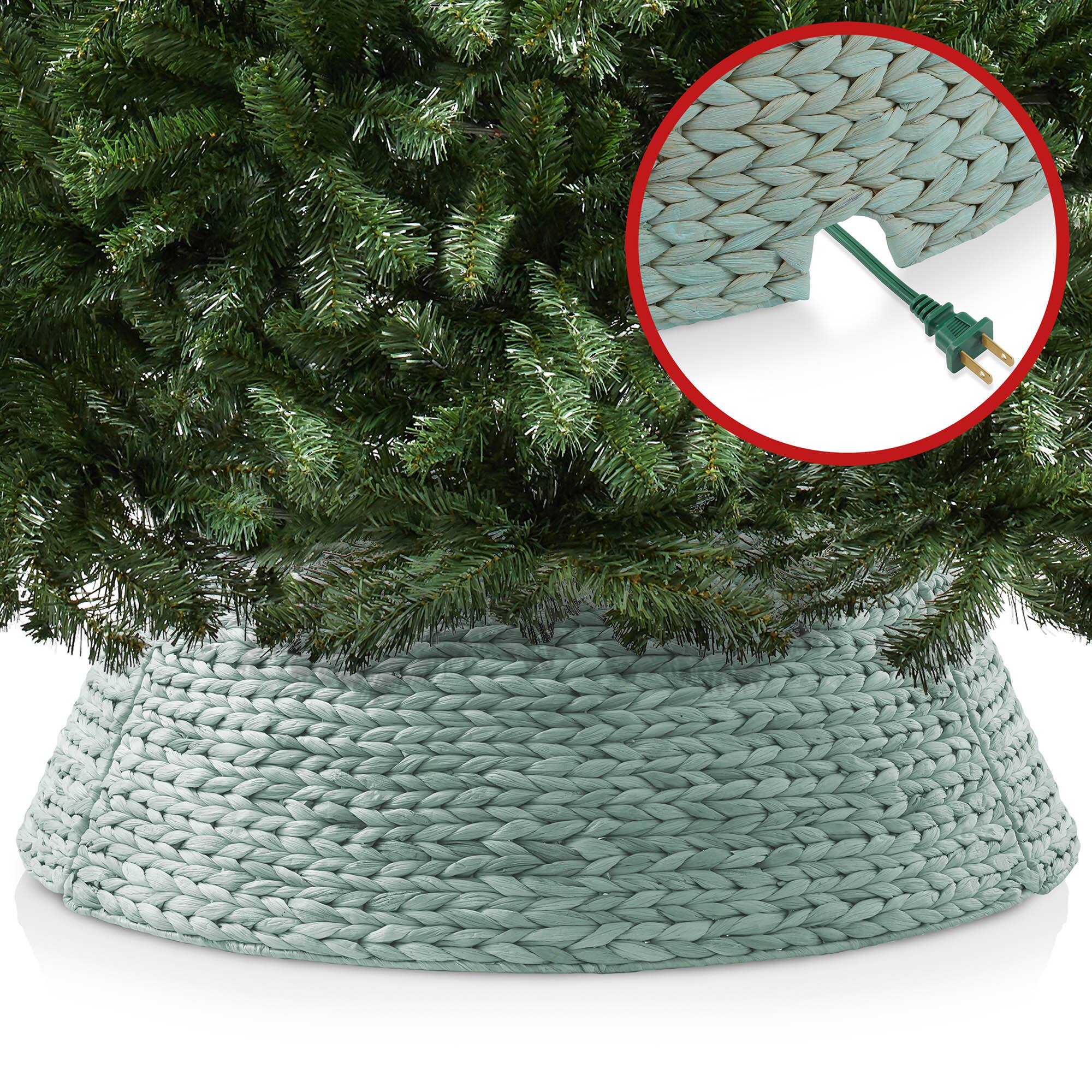 Alt View 3. Casafield - Water Hyacinth Christmas Tree Collar with Cord Cut Out - Seafoam.