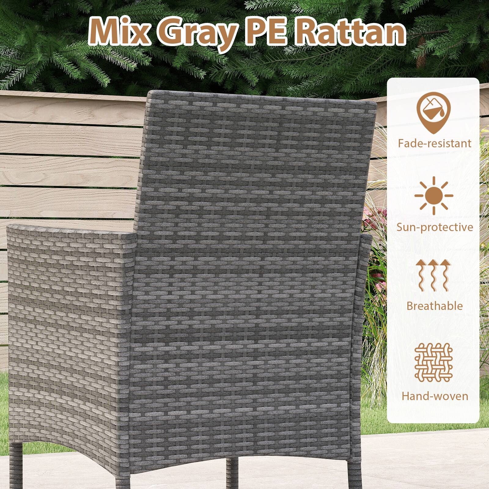 Mix Gray PE Rattan Fade-resistant Sun-protective Breathable Hand-woven