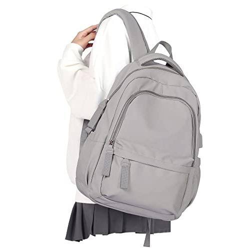 Front. Cozy Serene - Small Backpack For School Aesthetic Lightweight Travel Daypack Simple Cute Women Men College High Bookbag Fit 14 Inch - A2-grey.