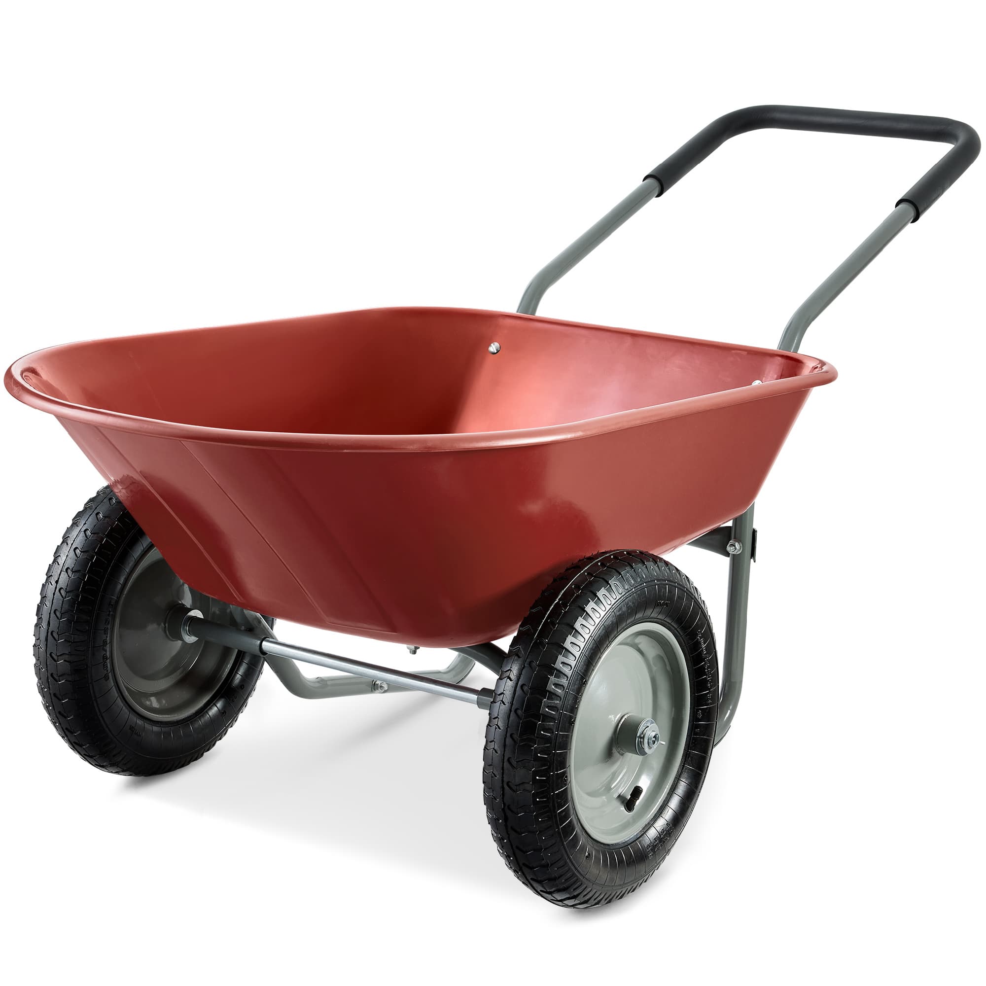 Front. Best Choice Products - Best Choice Products Dual-Wheel Home Wheelbarrow Yard Garden Cart for Lawn, Construction - Red - Red.