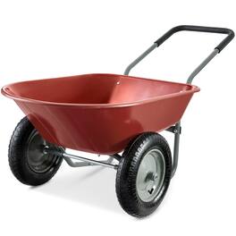 Best Choice Products - Dual-Wheel Home Wheelbarrow Yard Garden Cart for Lawn, Construction - Red